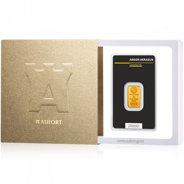 5 Gramm Goldbarren in einer Geschenkbox